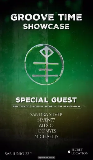Groove Time Showcase, con special guest en Ibiza. 22 de junio de 2024. Line up: Sandra Silver, SEVEN77, Alex O, Joonyes y Michael JS